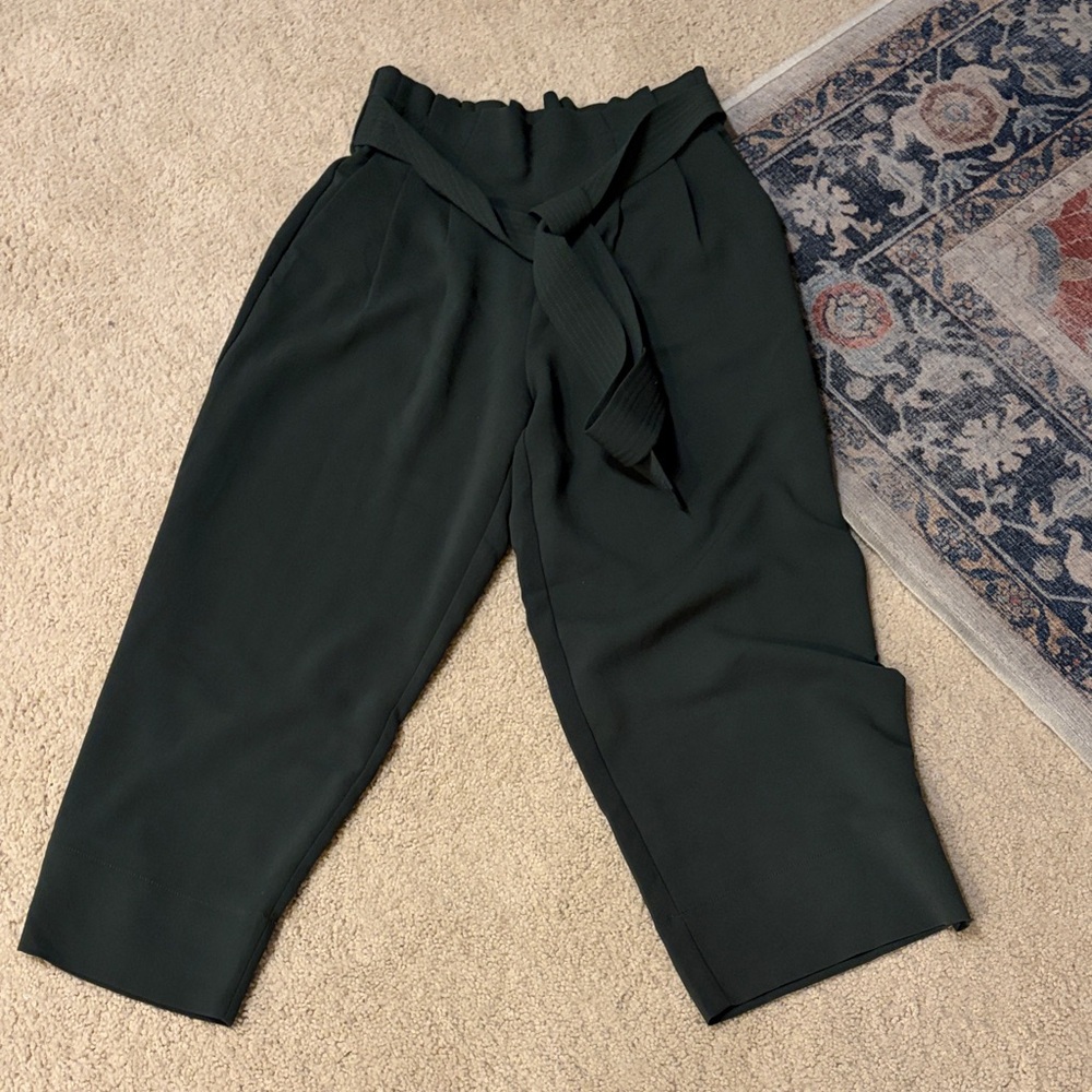 Madewell Forest Green Tie-Waist Cropped trousers